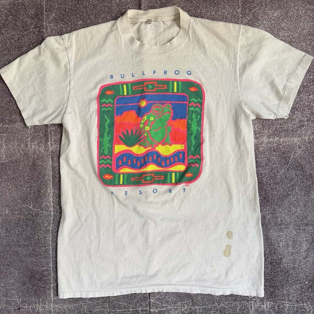 Men's Vintage 90s Stedman Bullfrog Resort Lake Powell Map White T Shirt Tee Sz M